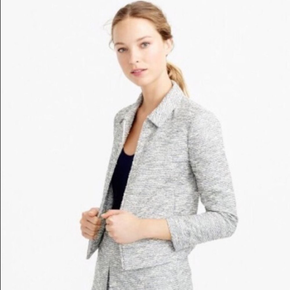 NWOT. J. Crew Zip jacket in black-and-white twee - Picture 3 of 8